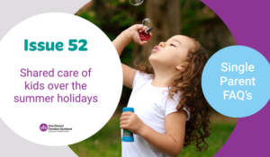 graphics describing the FAQ post, image of a child blowing bubbles in summer